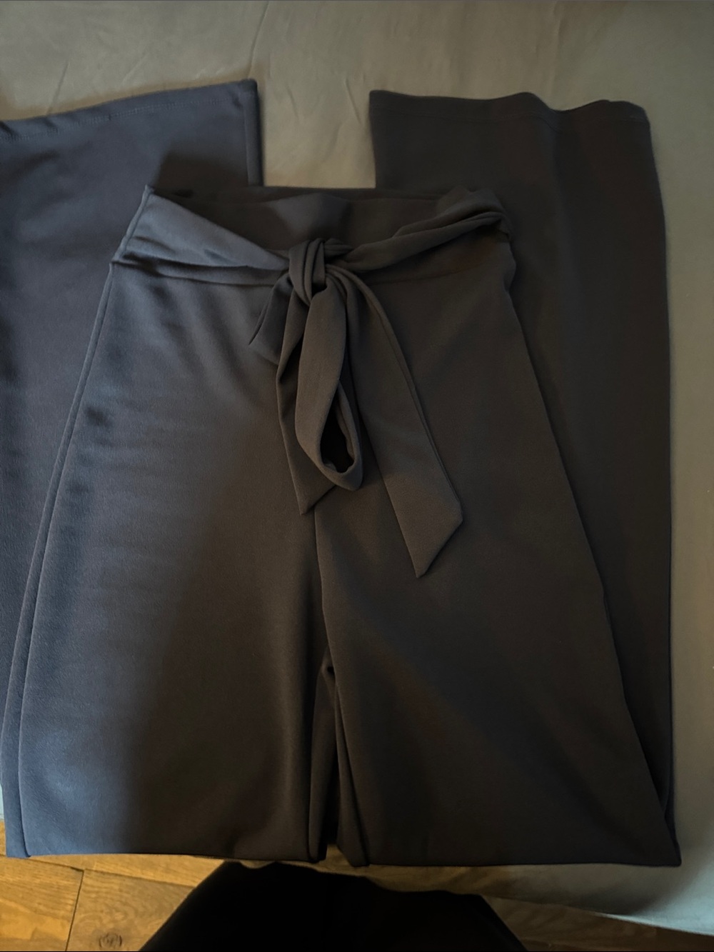 Navy High-Waist Tie Belt Wide-Leg Pants, Windsor Small